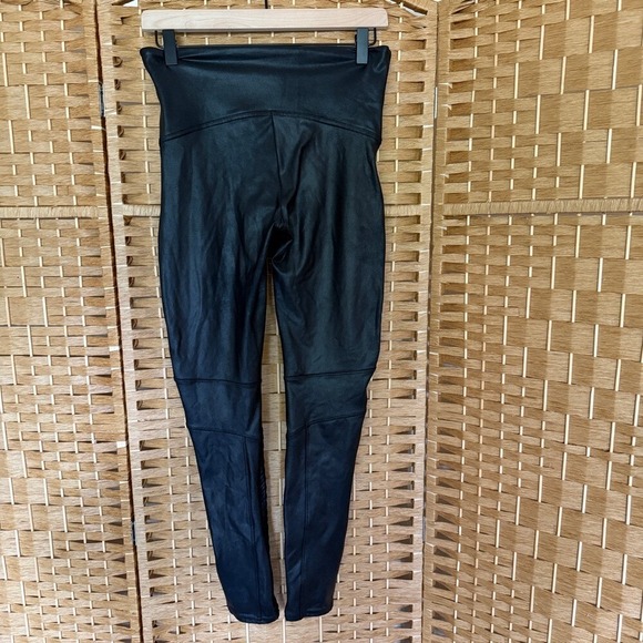 Spanx Very Black Faux Leather Moto Leggings Women's  Size XL - Picture 6 of 11